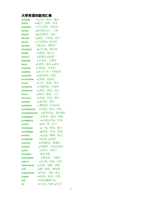 每日一记doc - 大学英语四级词汇表