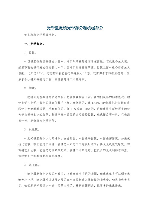 光学显微镜光学部分和机械部分