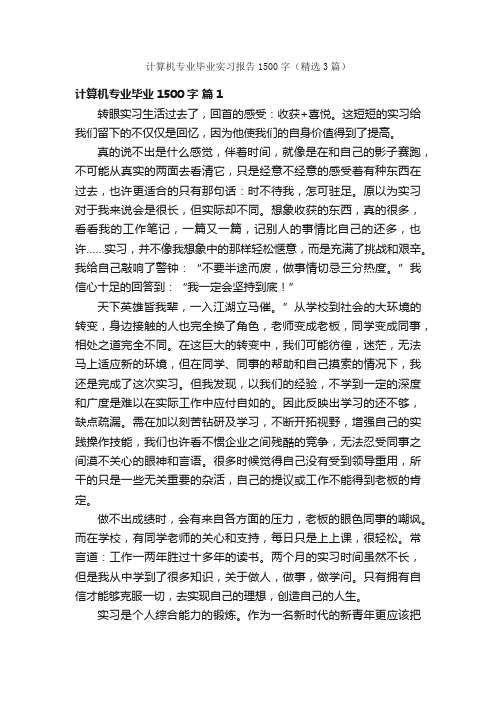 计算机专业毕业实习报告1500字（精选3篇）