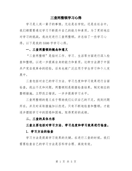 三查两整顿学习心得