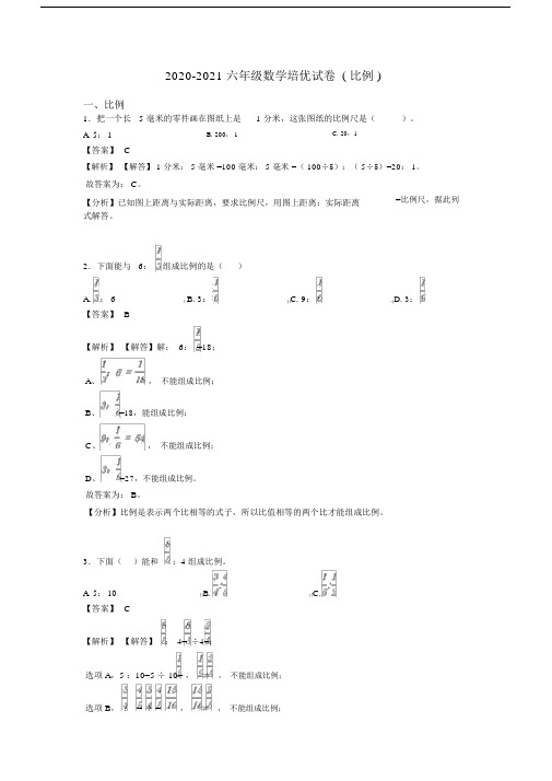 2020-2021六年级数学培优试卷(比例).docx