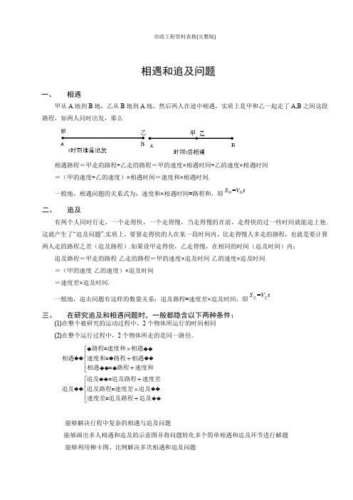 六年级相遇和追及问题(含答案)