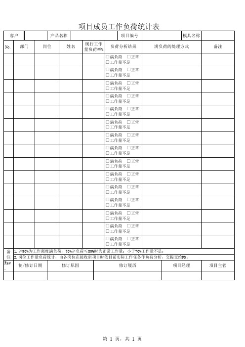 6. 项目成员工作负荷统计表