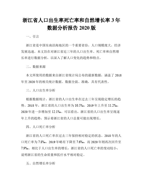 浙江省人口出生率死亡率和自然增长率3年数据分析报告2020版