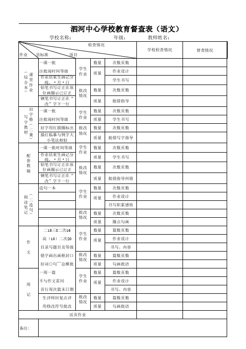 中心学校督查语文检查表