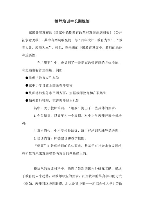 教师培训中长期规划