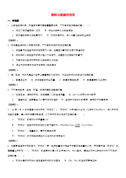 中考化学专题测试卷燃料与能源的利用