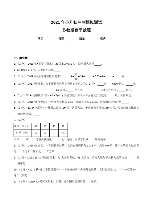 苏教版数学小升初检测试题(含答案解析)