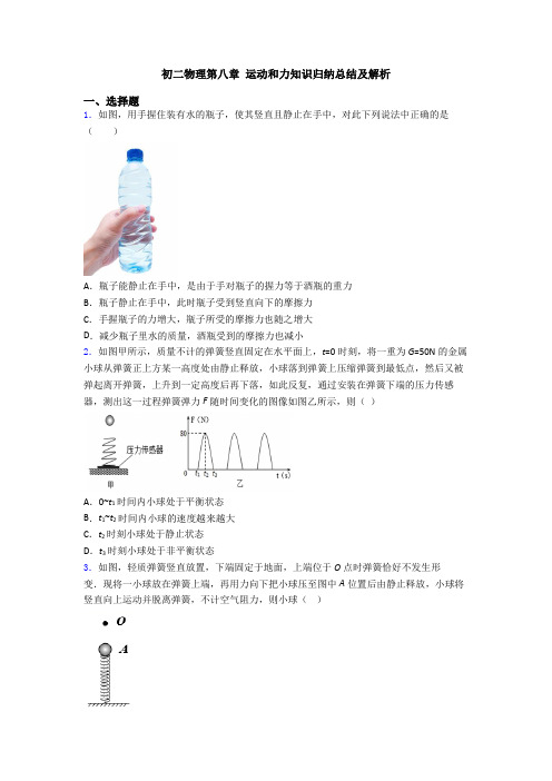 初二物理第八章 运动和力知识归纳总结及解析