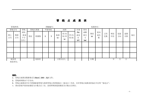 管线点成果表