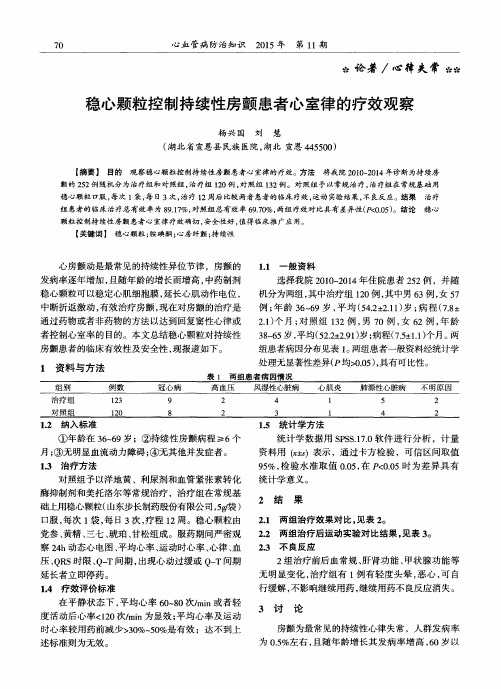 稳心颗粒控制持续性房颤患者心室律的疗效观察