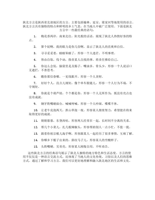 陕北方言最经典的语句