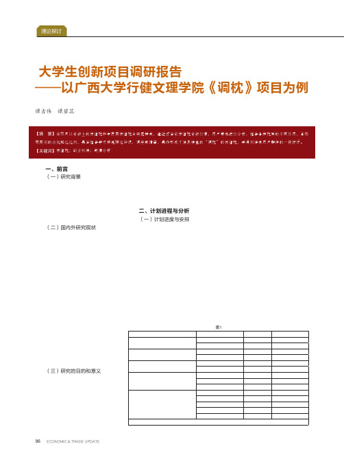 大学生创新项目调研报告——以广西大学行健文理学院《调枕》项目为例