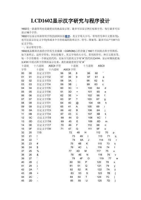 LCD1602汉字显示讲解