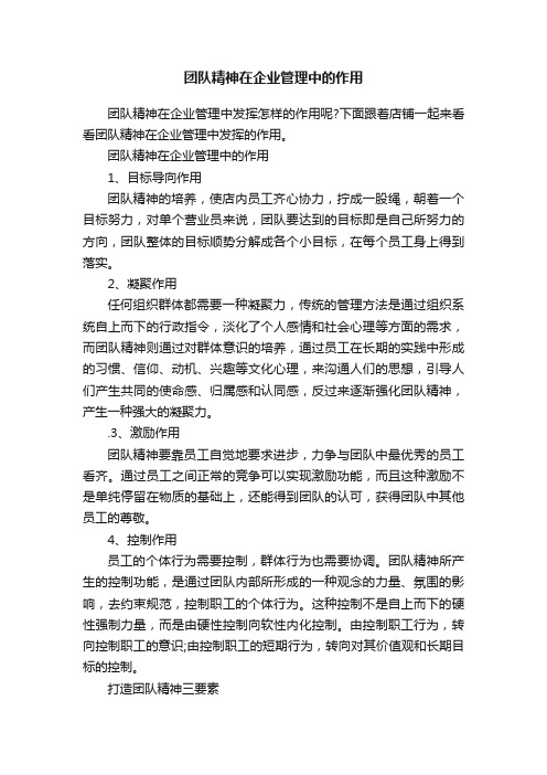 团队精神在企业管理中的作用