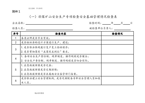 非煤矿山安全生产各类专项检查表