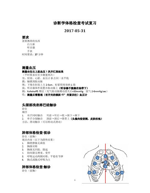 诊断学体格检查考试复习