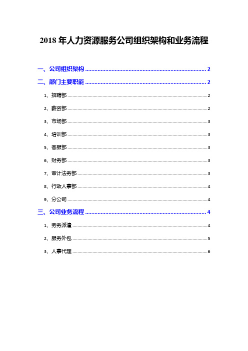 2018年人力资源服务公司组织架构和业务流程