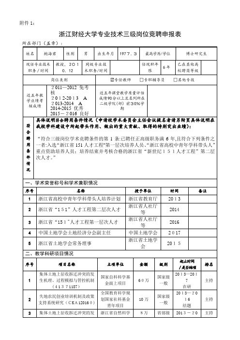 浙江财经学院管理岗位聘用申请表001 (2).doc