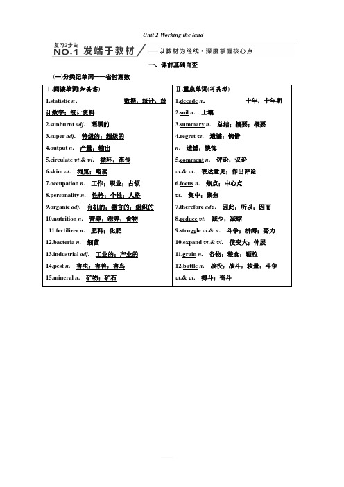 2020高考英语新增分方案大一轮人教新课改省份专用讲义：必修4Unit2Workingtheland含答案