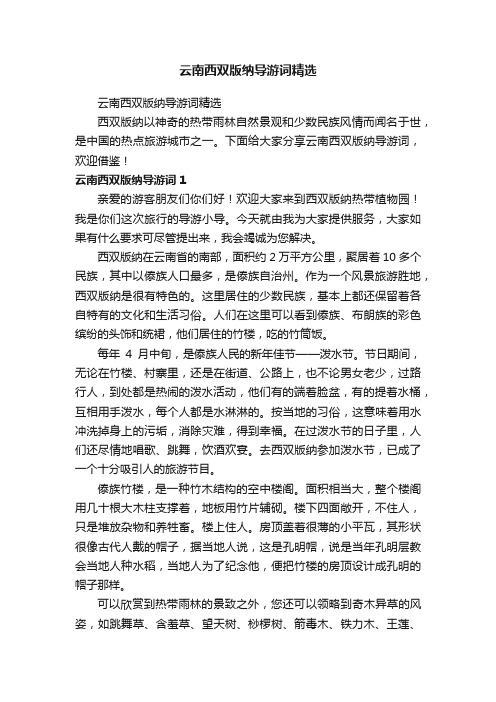 云南西双版纳导游词精选