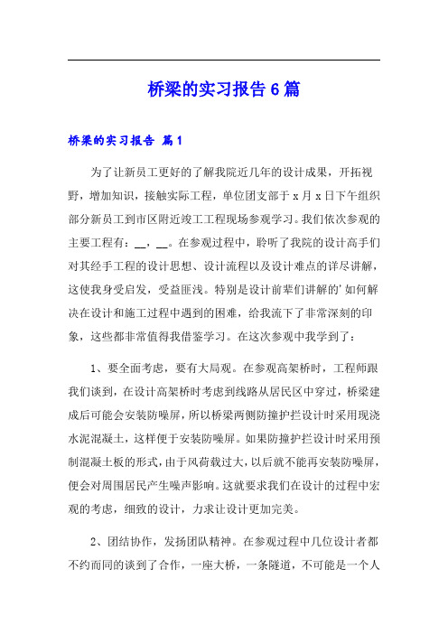 桥梁的实习报告6篇