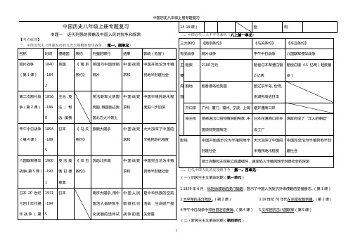 中国历史八年级上册专题复习：人教新课标 (1)