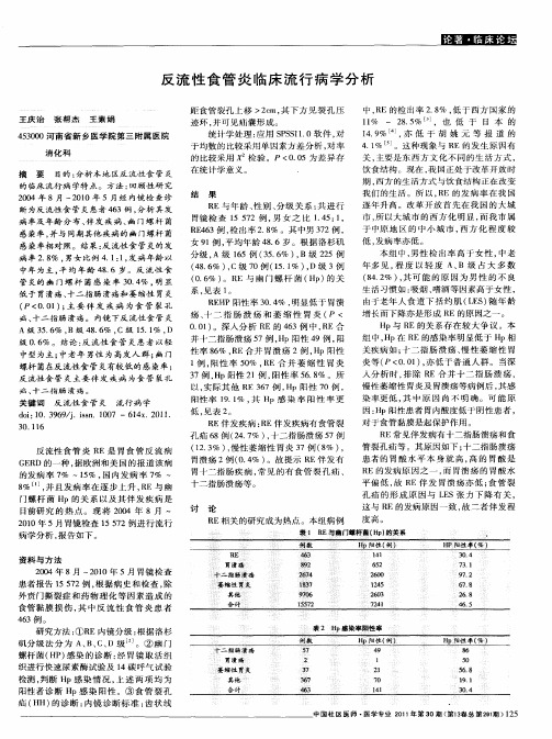 反流性食管炎临床流行病学分析