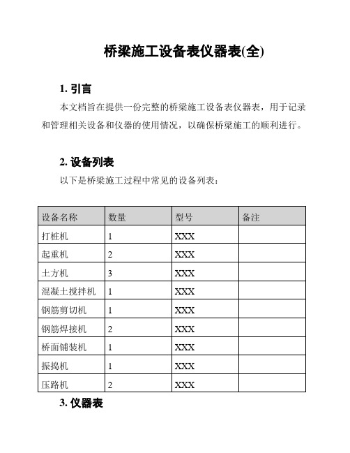 桥梁施工设备表仪器表(全)