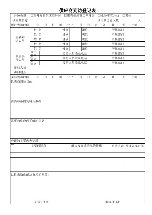 供应商访谈登记表