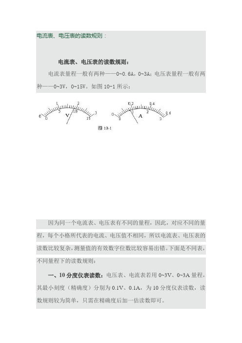 电流表电压表读数