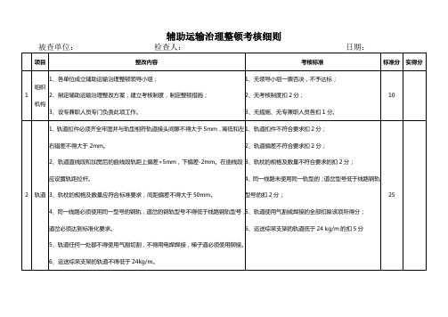 辅助运输治理整顿考核细则