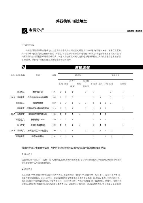 2019届高三英语复习题：第四模块 语法填空 专题一 冠词、代词、介词 Word版含答案