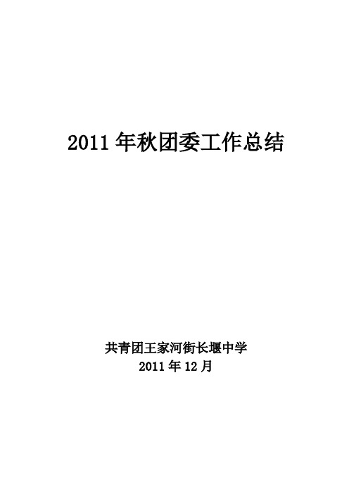 2011年秋团委工作总结