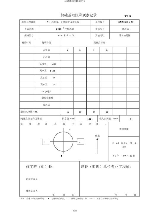 储罐基础沉降测记录