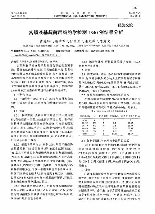 宫颈液基超薄层细胞学检测1340例结果分析