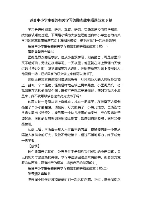 适合中小学生看的有关学习的励志故事精选范文5篇