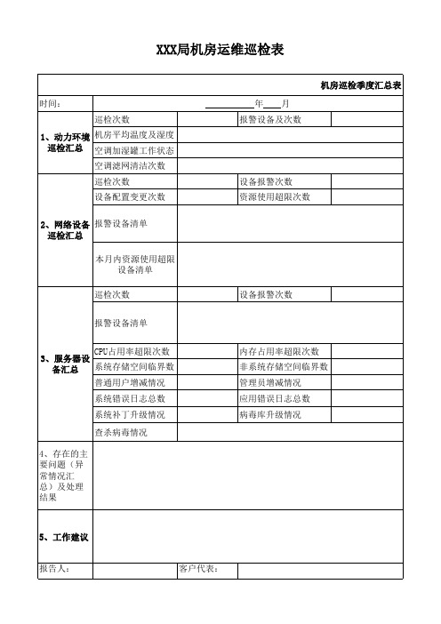 机房设备运维巡检表