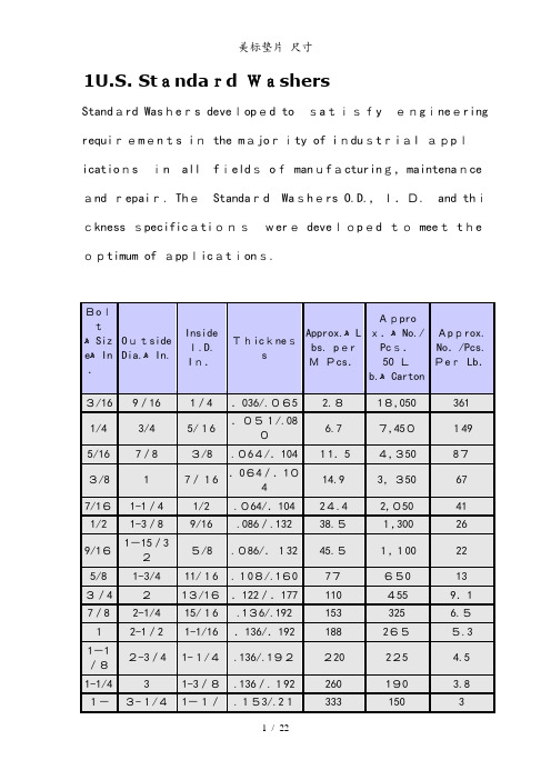 美标垫片 尺寸