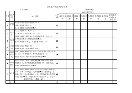 安全生产劳动竞赛评分表word