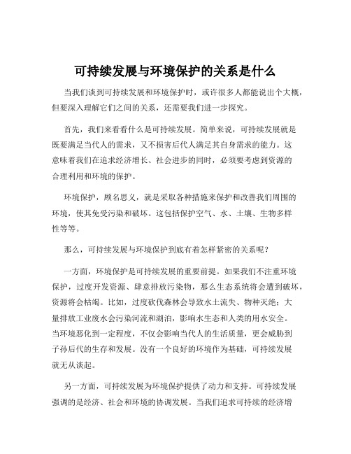 可持续发展与环境保护的关系是什么