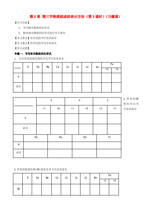九年级化学全册_3.3.3_物质组成的表示方法学案(新版)沪教版