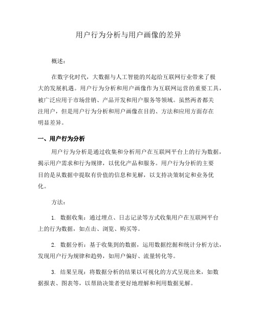 用户行为分析与用户画像的差异