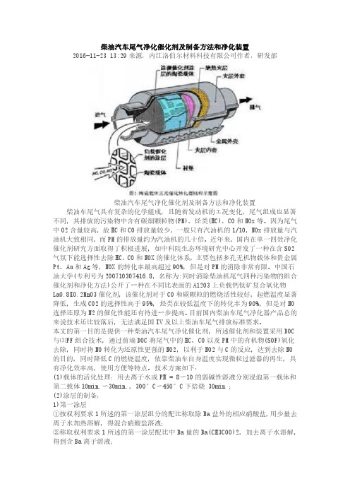 柴油汽车尾气净化催化剂及制备方法和净化装置