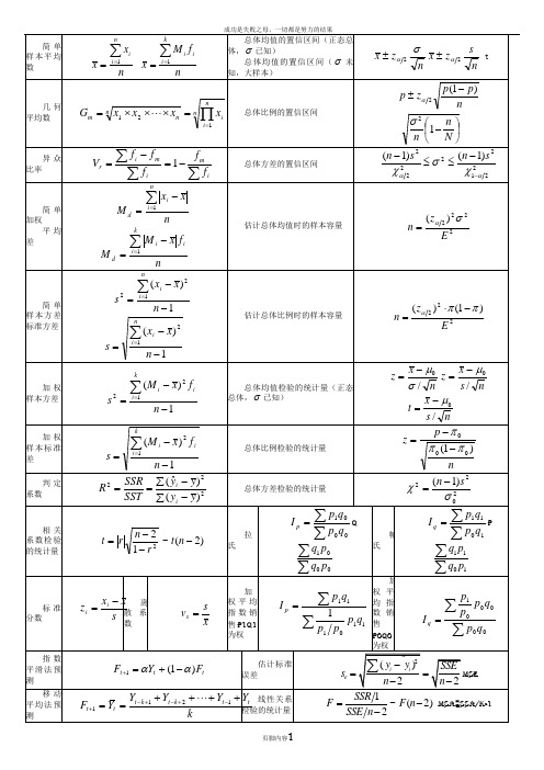 应用统计学(贾俊平版)综合复习提纲