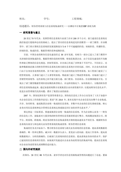 财务管理系统与信息系统集成研究——以潍坊中百集团ERP系统为例文献综述 (2)