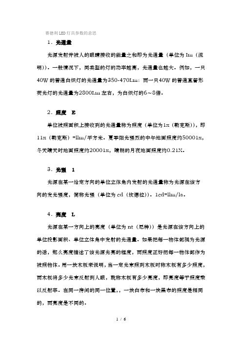 LED灯具参数分别代表的是什么意思