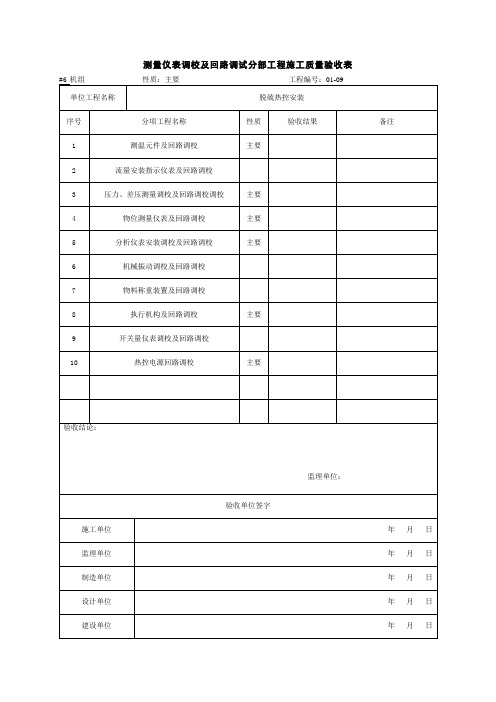 (309)测量仪表调校及回路调试分部工程施工质量验收表 - 副本