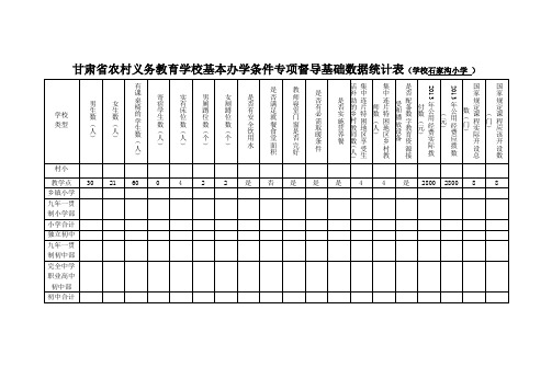 甘肃省农村义务教育学校基本办学条件专项督导基础数据统计表