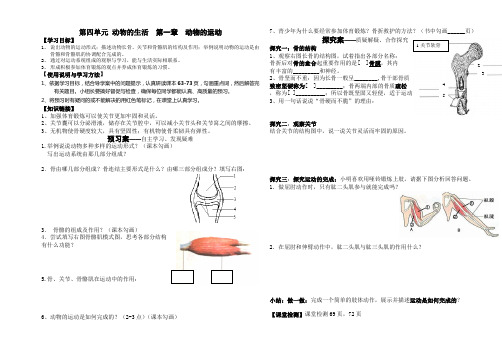 八上生物导学案动物的运动